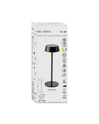 K4 * FAROL NEGRO EXTERIOR PORTATIL LED IP54 3000K